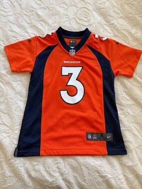 Nike Kids Denver Broncos Orange and Navy #3 Football Jersey